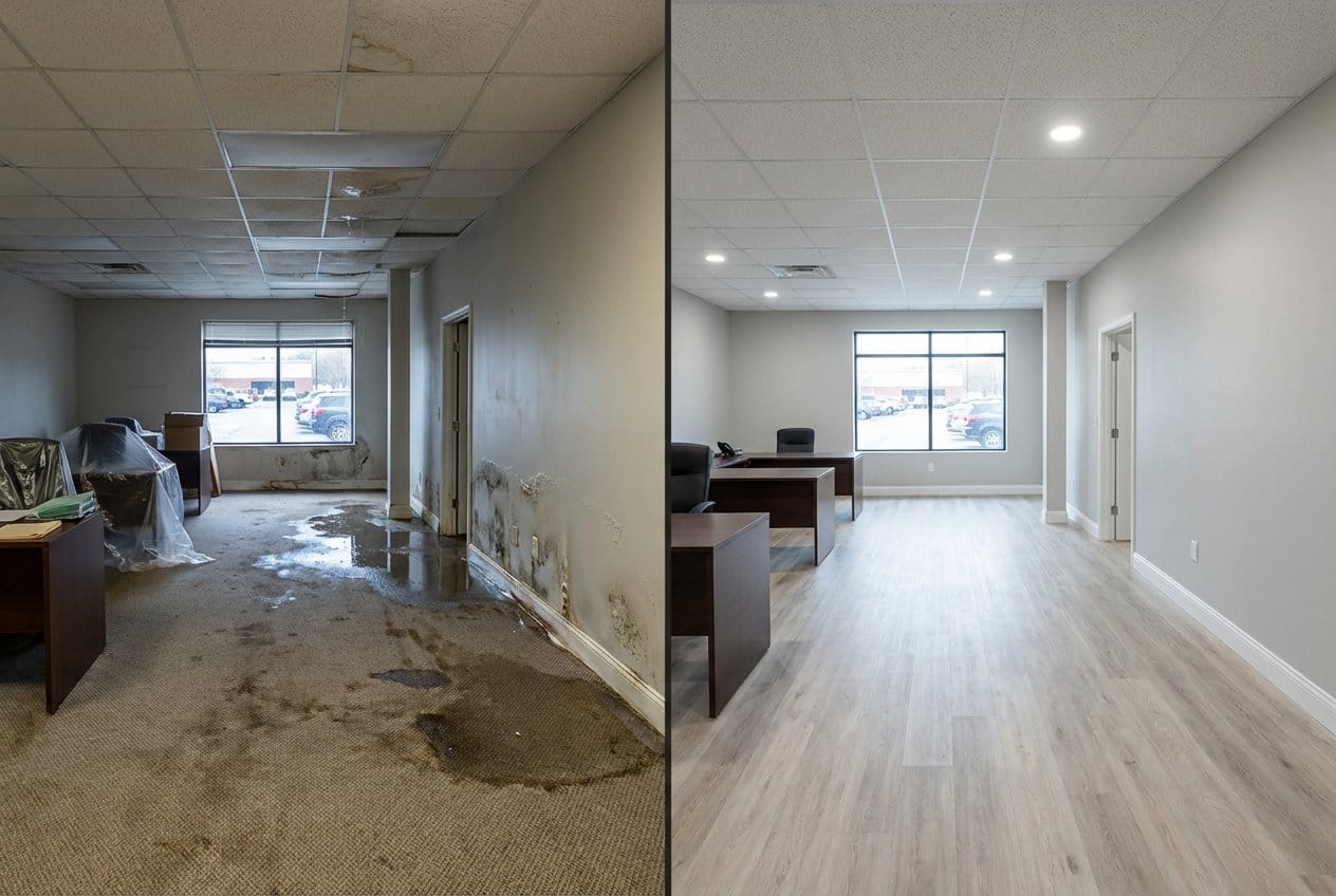 Emergency Water Removal restoration β commercial office space of Tudor home in Upper Saddle River, NJ